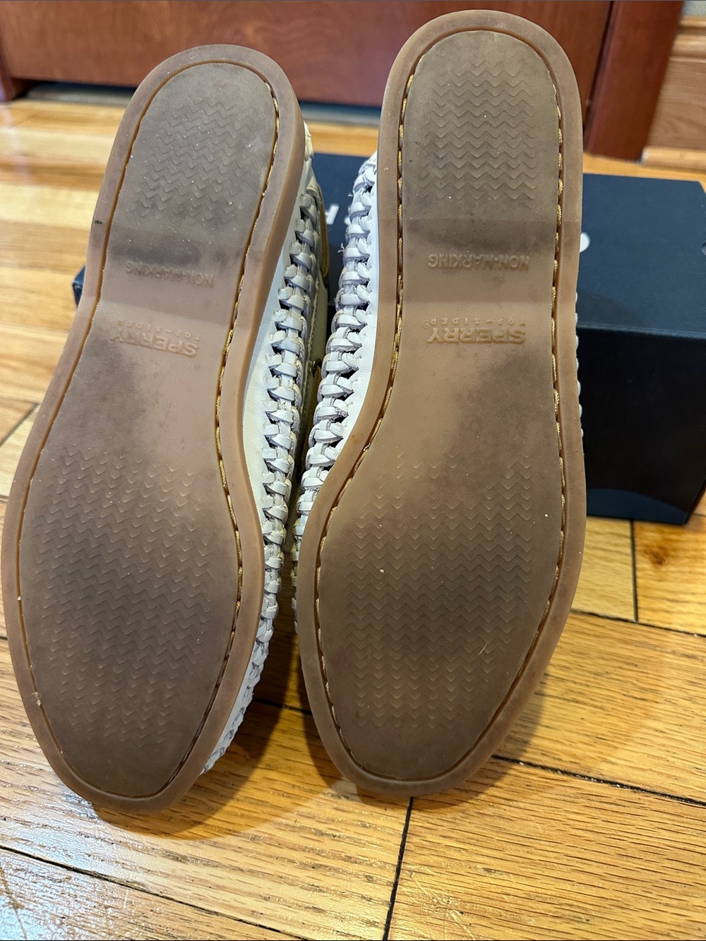 Women’s Woven Leather Sperry Boat Shoes - Ivory - Picture 2 of 3